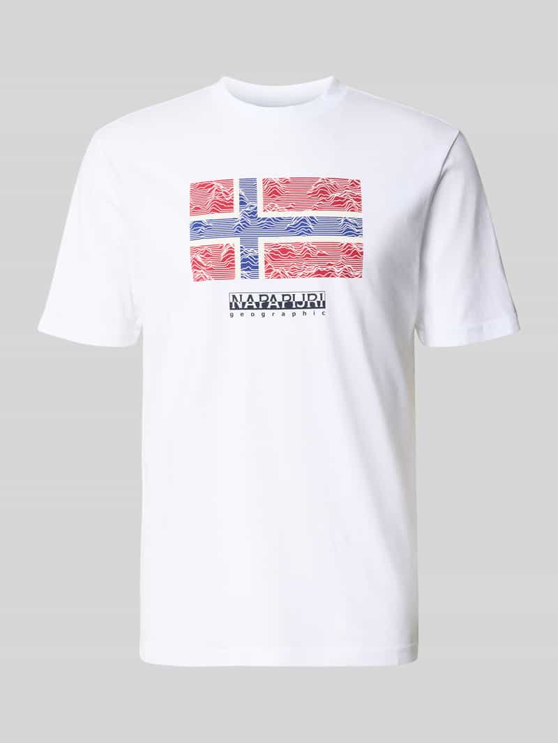 Napapijri T-shirt met labelprint model 'DRAPEAU'