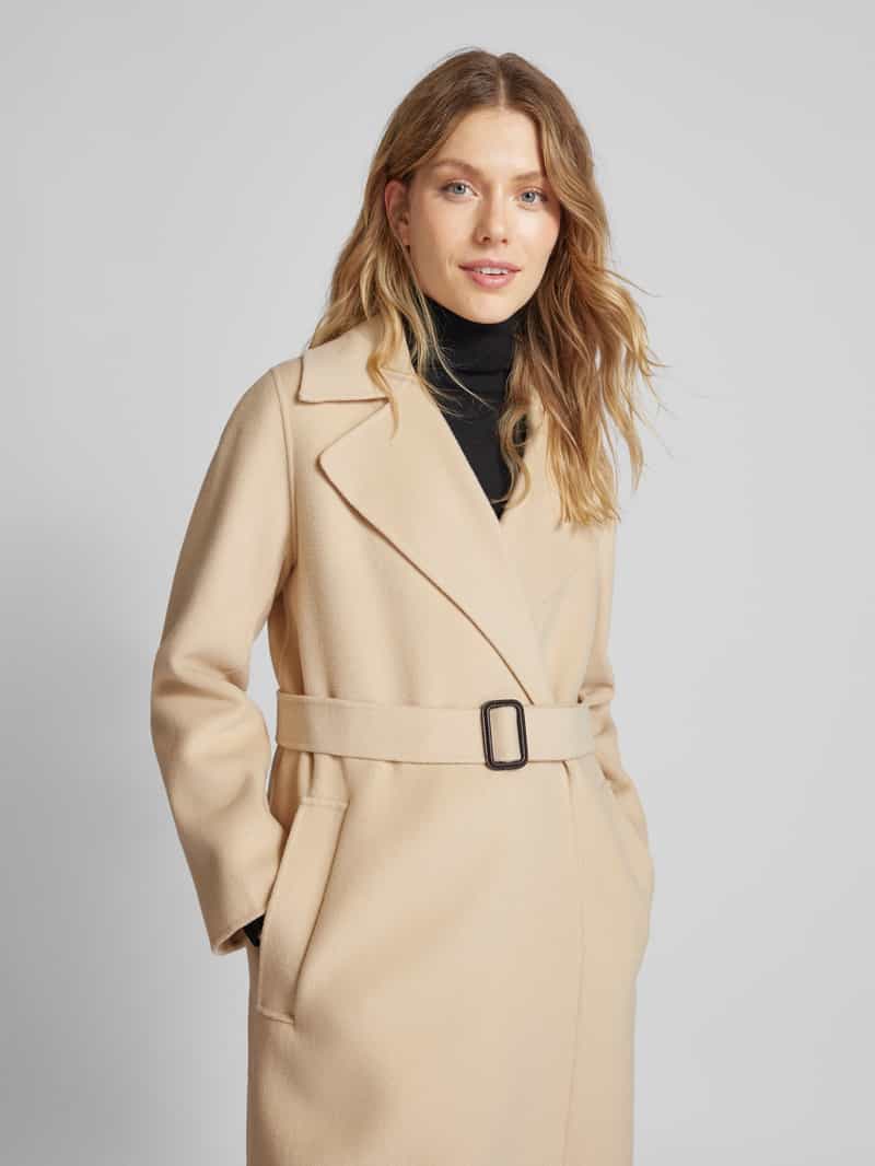 Weekend Max Mara Lange jas van scheerwol met tailleriem model 'MANU'