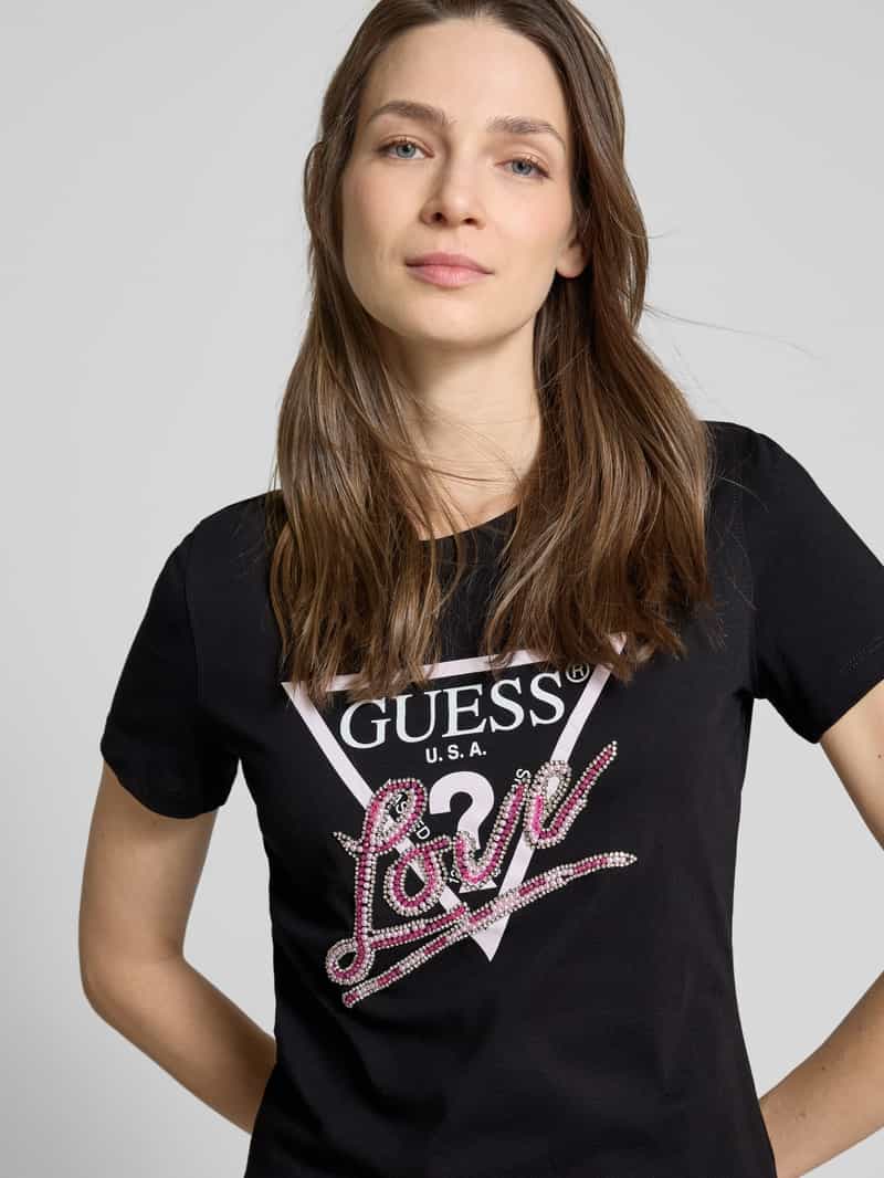 Guess T-shirt met strass-steentjes