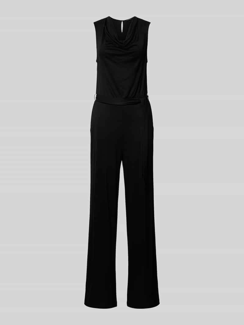 Comma Jumpsuit met cascadehals