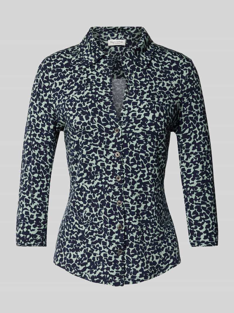 Marc O'Polo Regular fit shirt met 3 4-mouwen en flapkraag