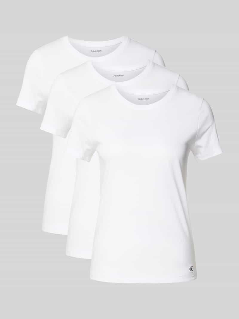 Calvin Klein Underwear Pyjamabovendeel met logostitching in een set van 3 stuks model 'Classic'