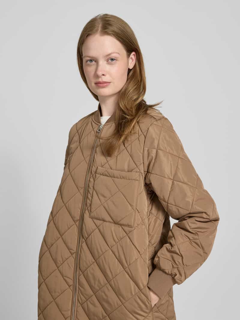 Jake*s Casual Regular fit gewatteerde lange jas met opstaande kraag