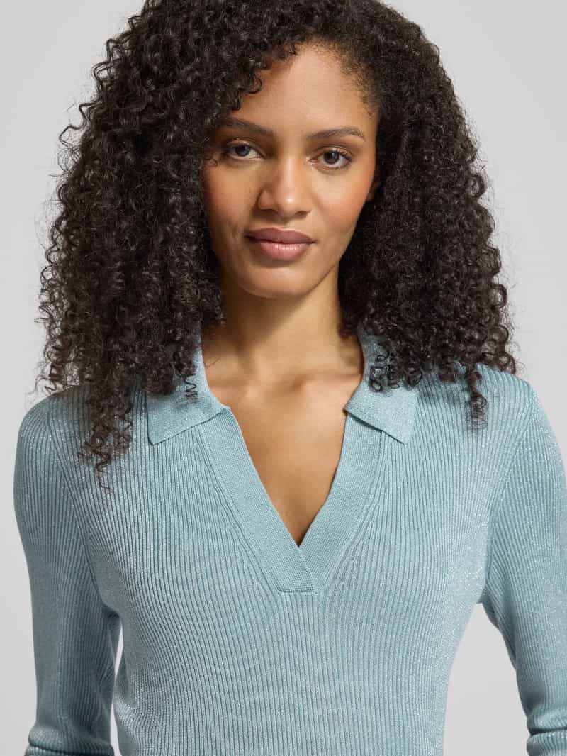 Christian Berg Woman Selection Gebreide pullover van viscosemix met polokraag en V-hals