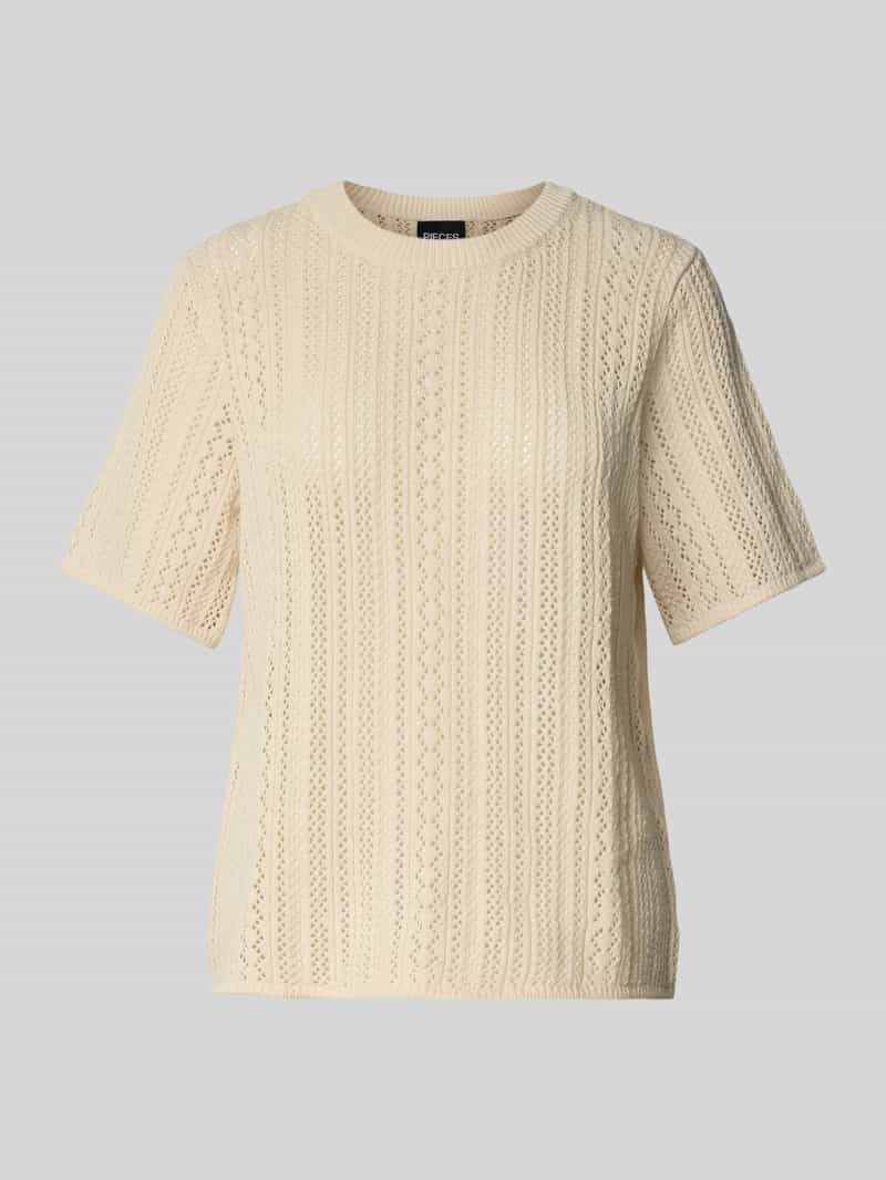Pieces Regular fit gebreid T-shirt van puur katoen