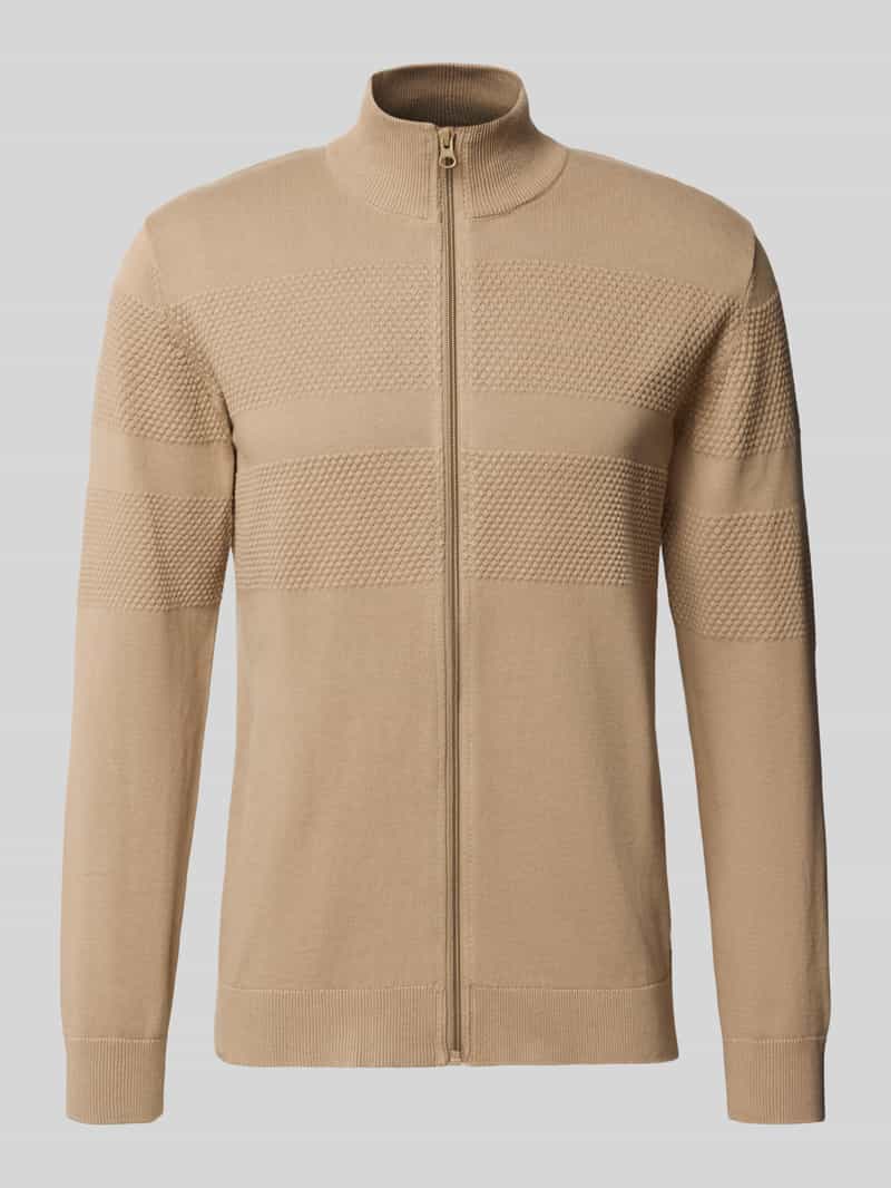 Cardigan met opstaande kraag en ritssluiting