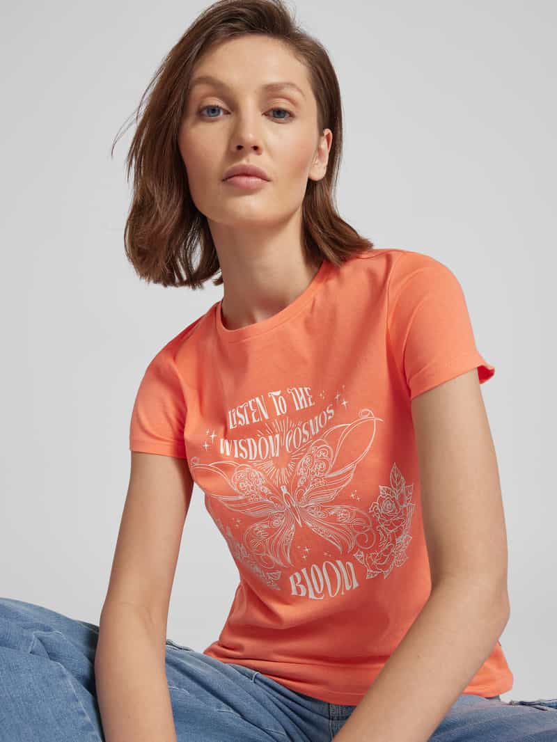 QS T-shirt met motiefprint en ronde hals