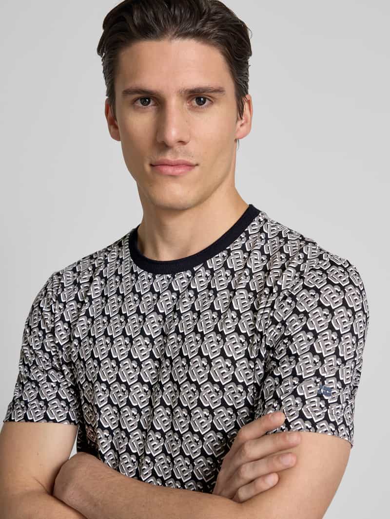 Christian Berg Men T-shirt met geribde ronde hals