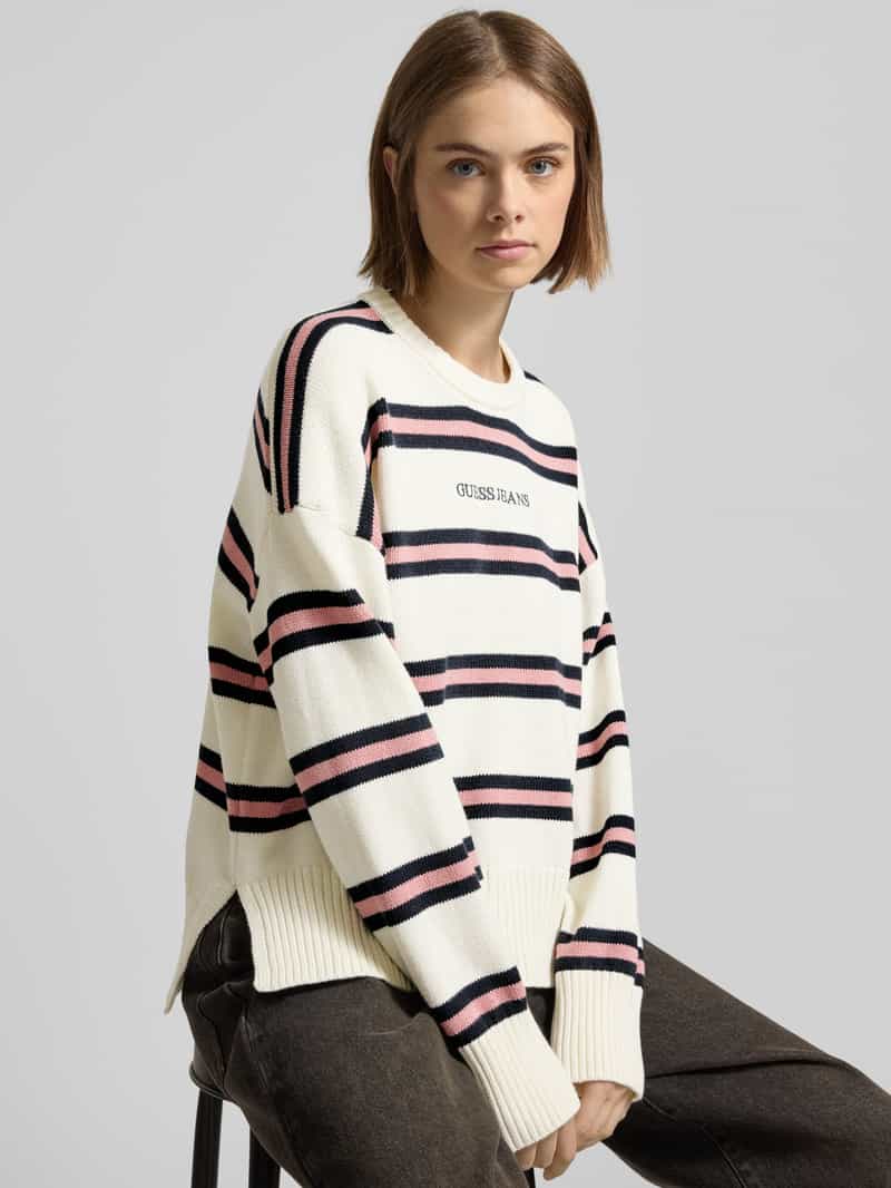 Guess Jeans Oversized gebreide pullover met labelstitching