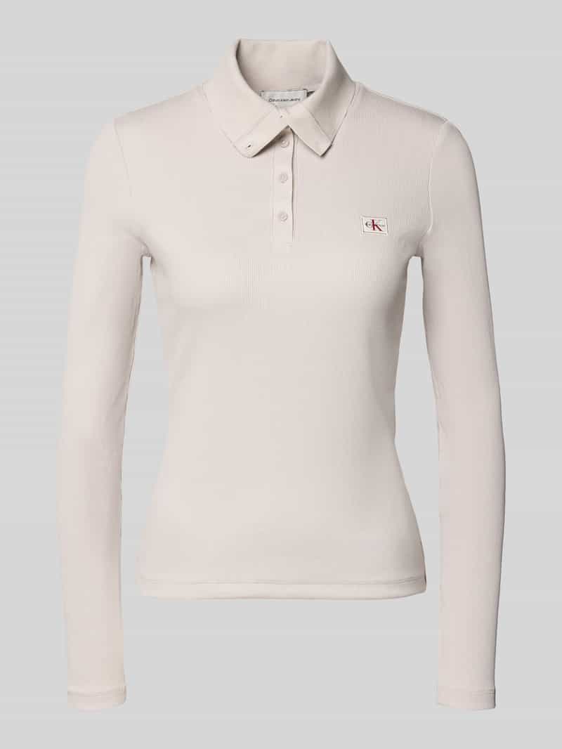 Calvin Klein Jeans Slim Fit Langarmshirt aus Baumwoll-Mix in Hellgrau, Größe L 2101089L