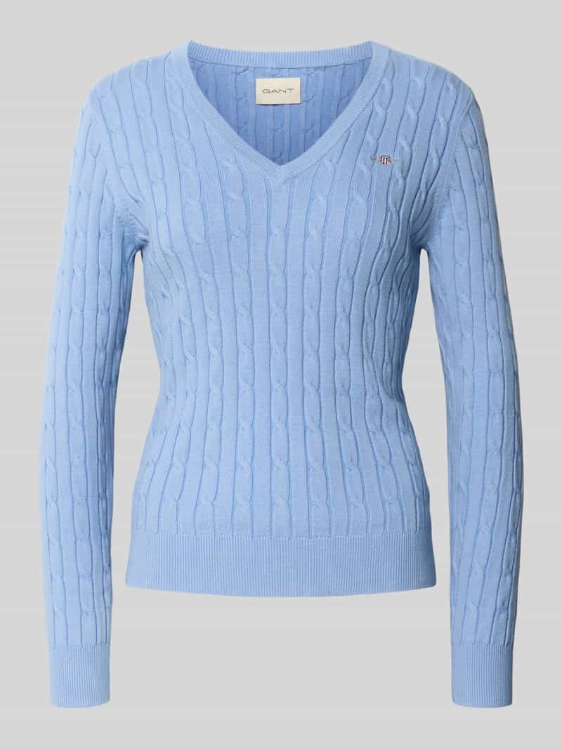 Gant Pullover met logostitching en kabelpatroon