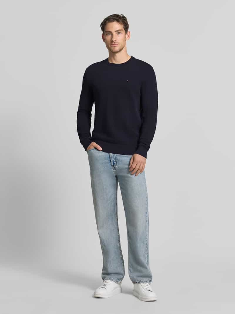 Tommy Hilfiger Regular fit pullover van puur katoen marineblauw, foto 5