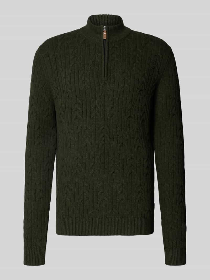 FYNCH-HATTON Slim fit gebreide pullover van mix van katoen en wol