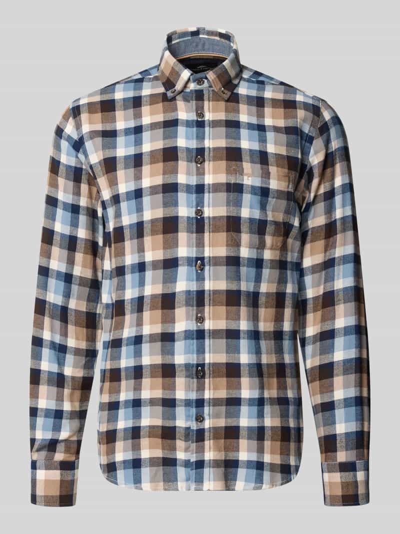 Fynch Hatton - Lange mouw overhemd - Mannen - L - Blauw - Katoen - 1610-6310