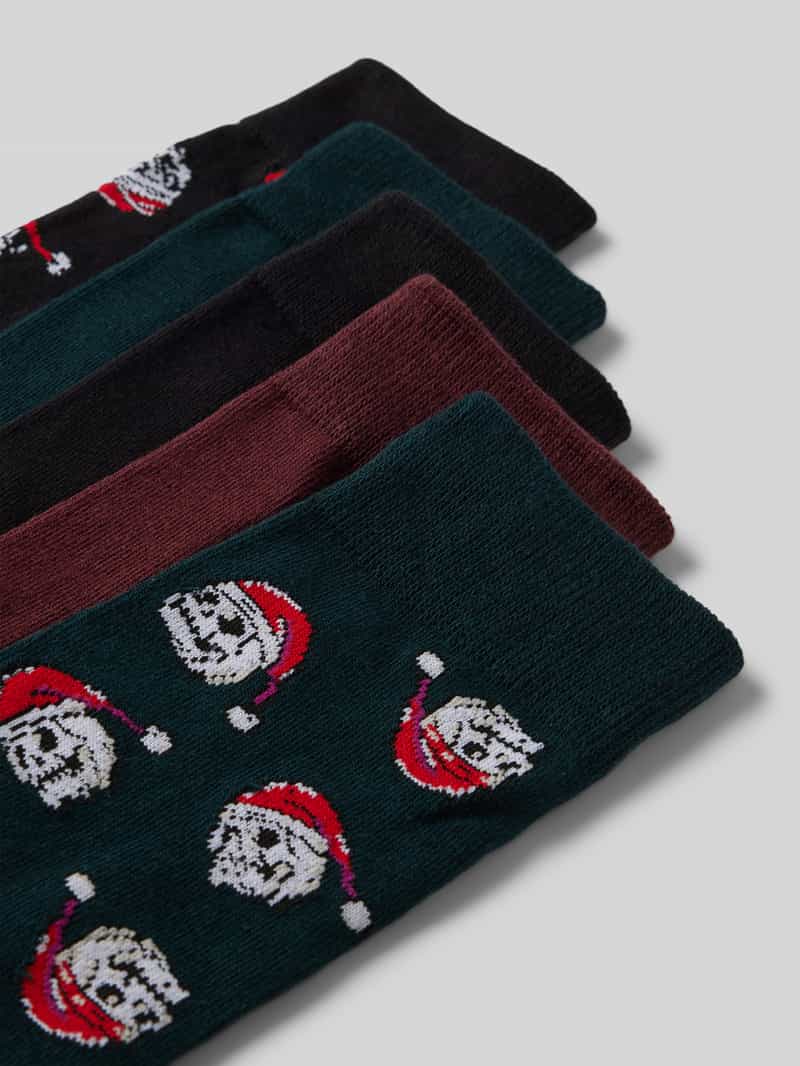 jack & jones Sokken met labeldetail in een set van 5 paar model 'XMAS SKULL'