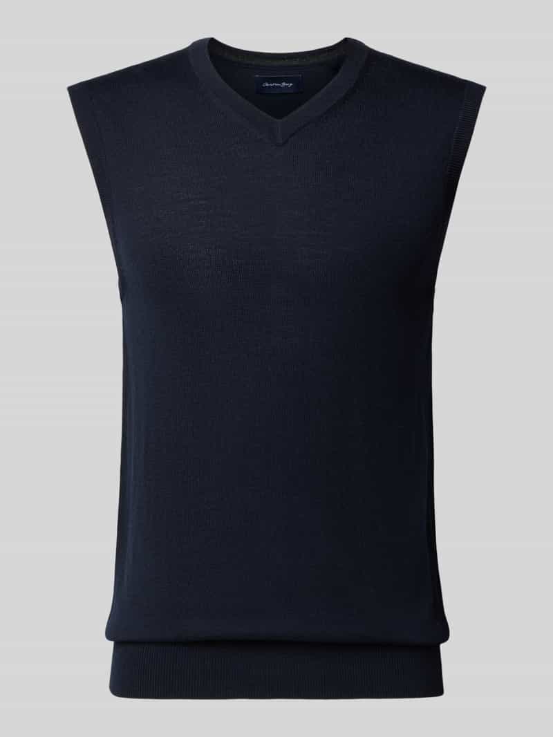 Christian Berg Men Slim fit spencer van katoenmix met v-hals