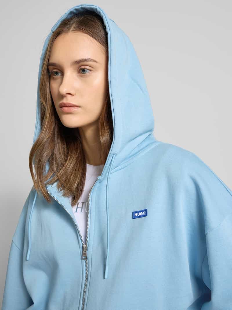 Hugo Blue Sweatjack met labelbadge model 'Doa'