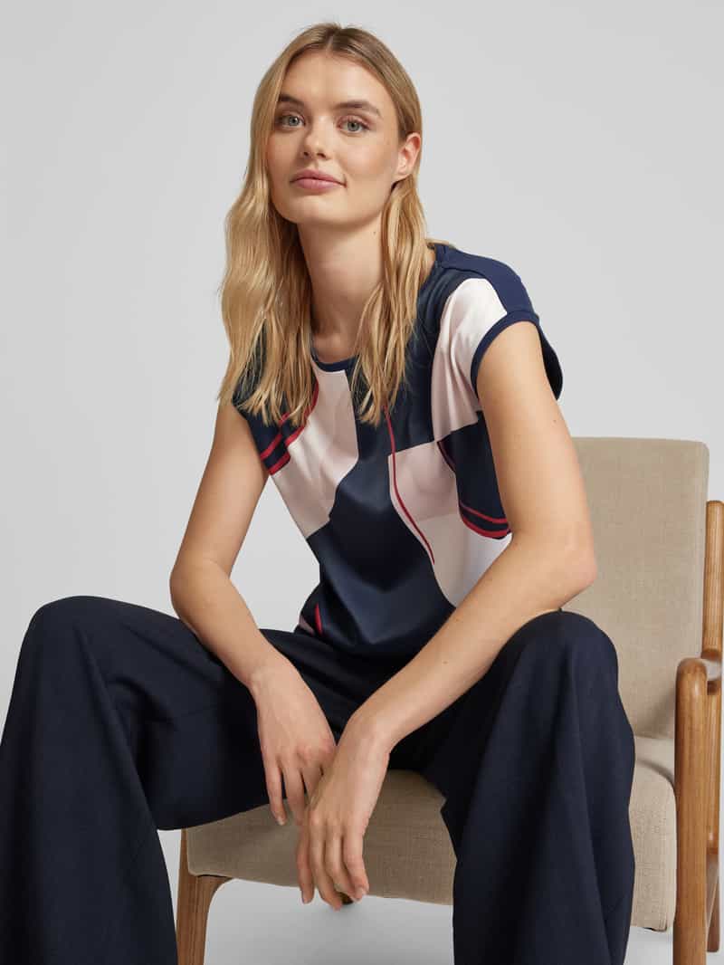 s.Oliver BLACK LABEL Regular fit top van materiaalmix met geometriisch motief