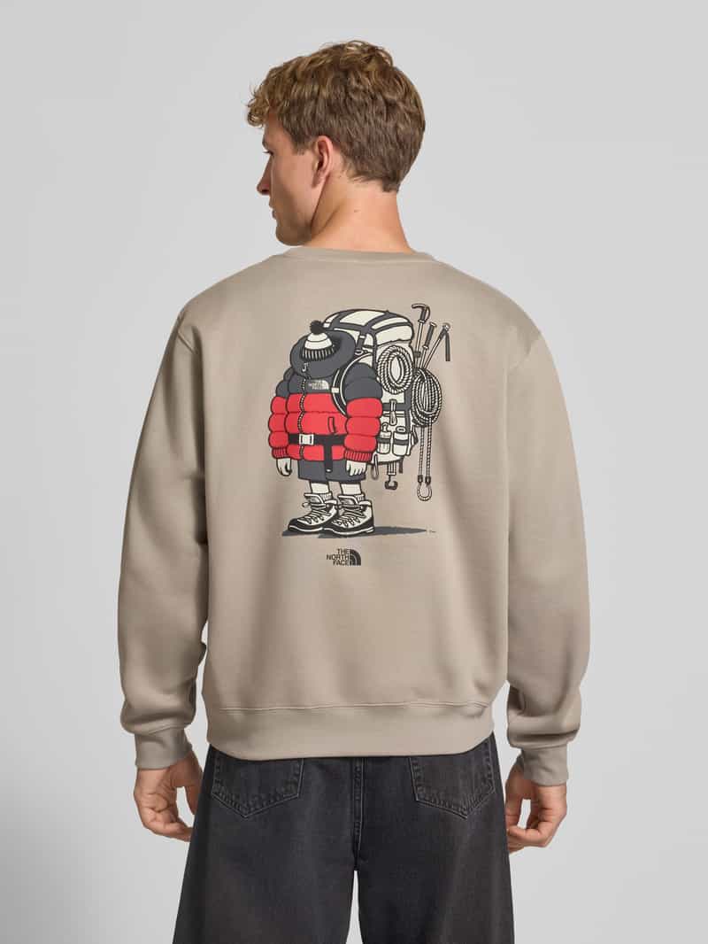 The North Face relaxed fit sweatshirt van katoenmix met labeldetail beige, foto 2
