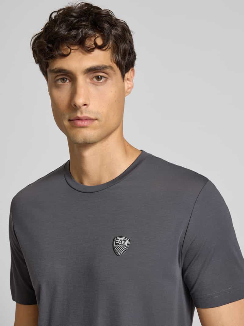 EA7 Emporio Armani T-shirt van viscosemix met labelpatch