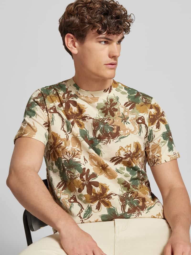 Blend T-shirt met geribde ronde hals model 'JEMO'