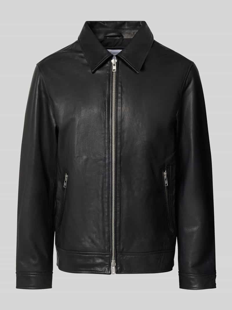 jack & jones Leren jack met kentkraag model 'CASABLANCA'