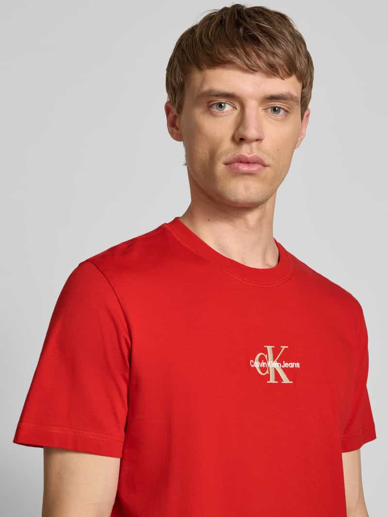 Calvin Klein Jeans T-shirt met ronde hals en labelstitching