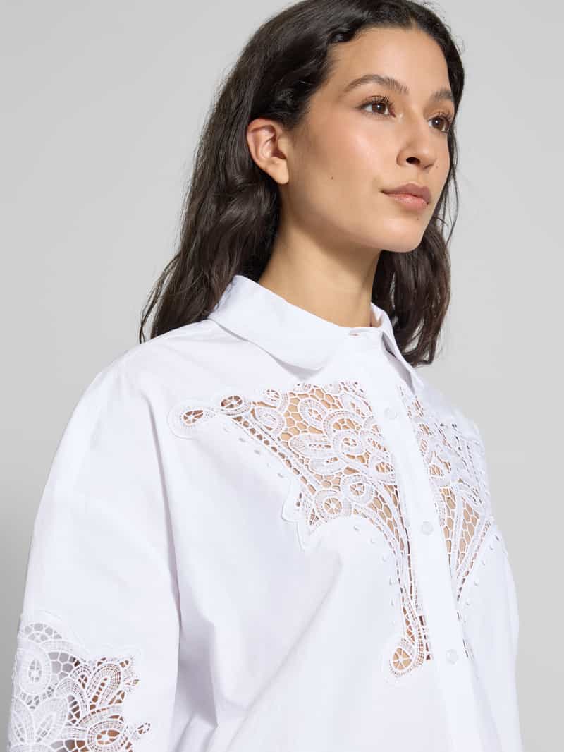 Essentiel Antwerp Oversized overhemdblouse met kant model 'Hoofd'