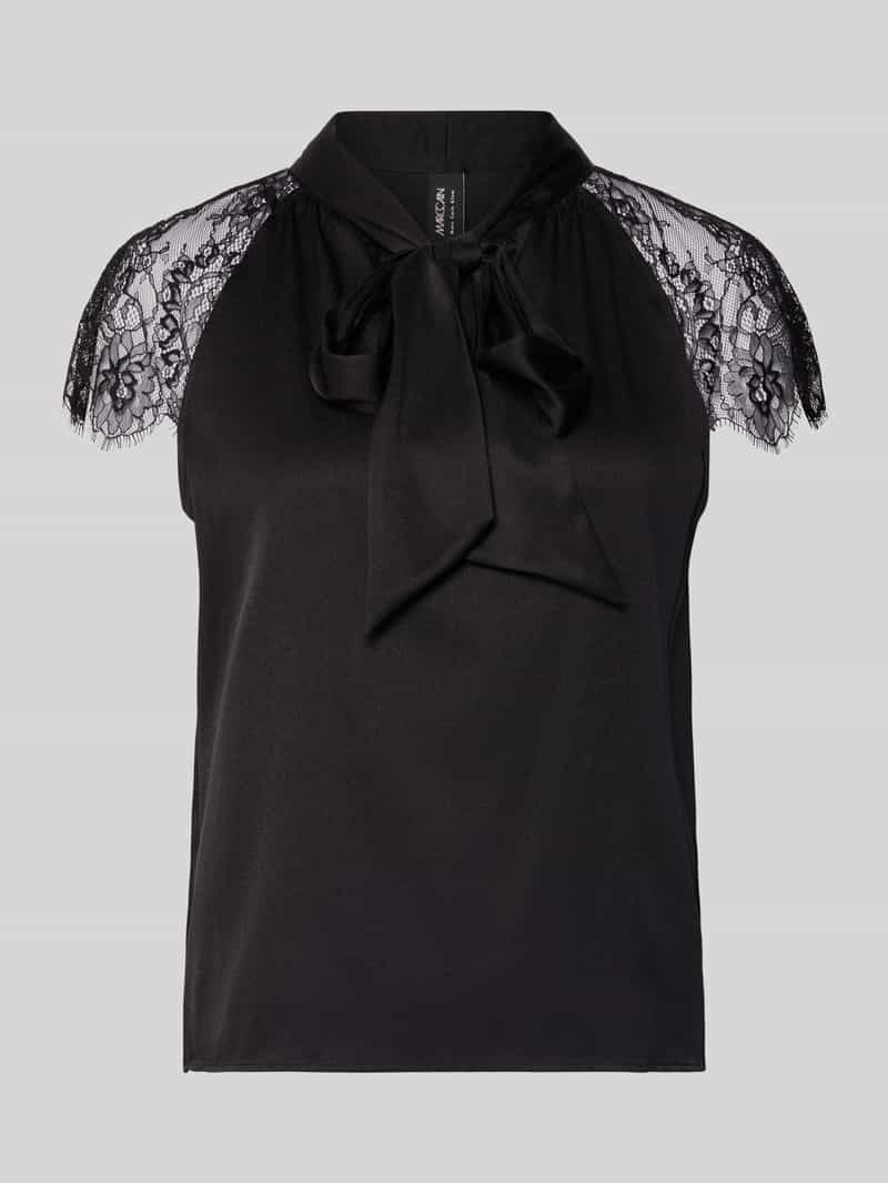 Marc Cain Slim fit blouseshirt van zijde met kant