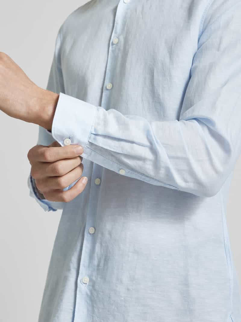 OLYMP Level Five Zakelijk overhemd in effen design van een mix van linnen en katoen