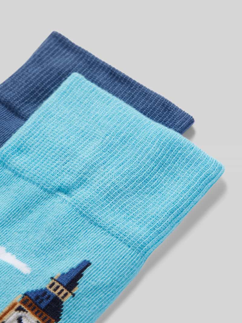 Christian Berg Men Sokken met motiefstitching in een set van 2 paar