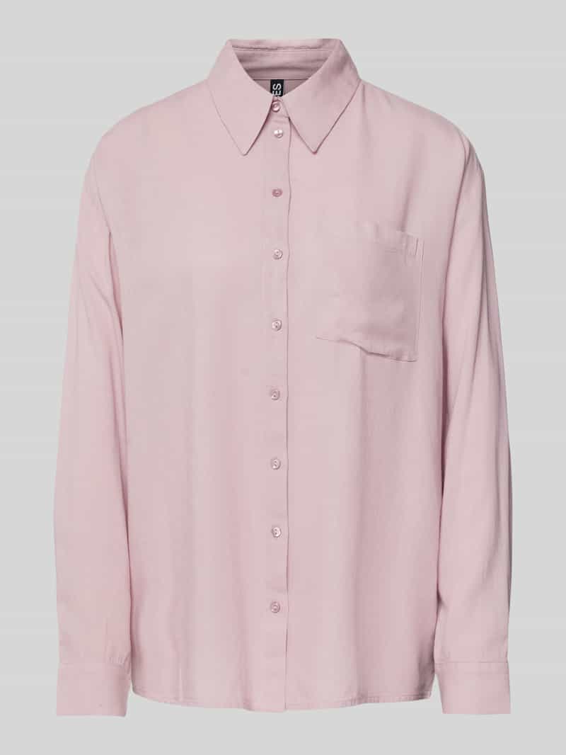 Pieces Relaxed fit overhemdblouse in een mix van viscose en linnen model 'PIA'