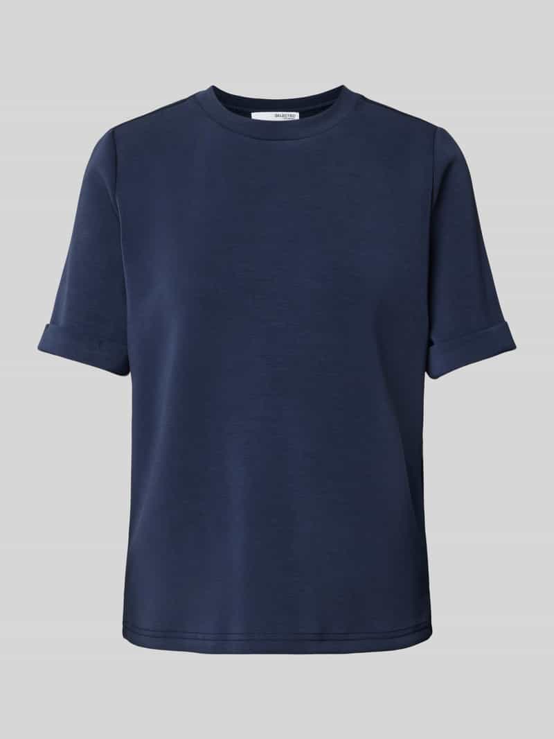 Selected Femme T-shirt met geribde ronde hals