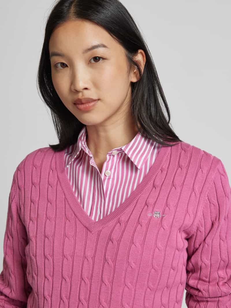 Gant Gebreide pullover met kabelpatroon