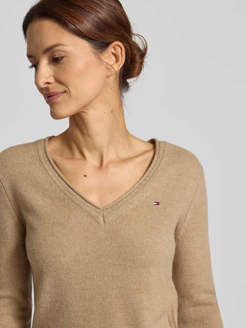 Tommy Hilfiger Slim fit gebreide pullover van zuivere wol
