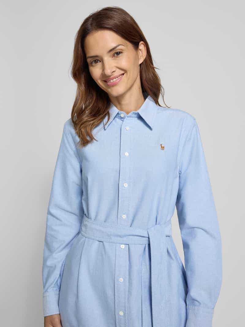 Polo Ralph Lauren Overhemdjurk met strikceintuur en logostitching