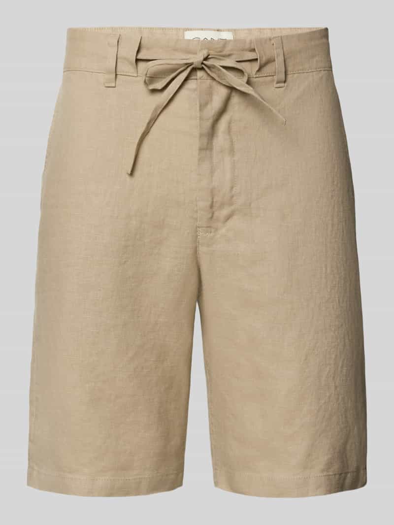 Gant Korte relaxed fit linnen broek met tunnelkoord
