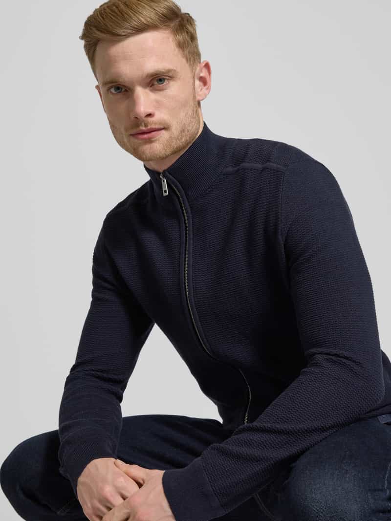 Tom Tailor Regular fit gebreid jack van puur katoen met structuurmotief