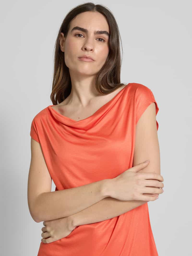 s.Oliver BLACK LABEL Loose fit shirt van glanzende viscose met cascadehals