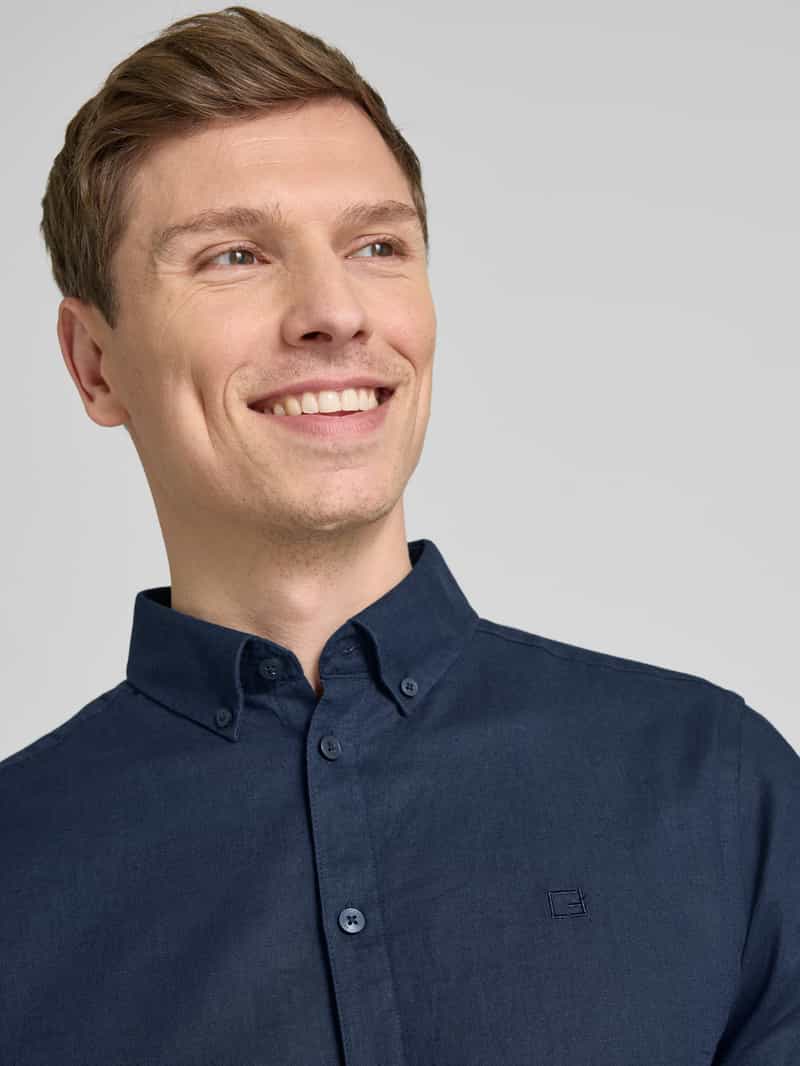 casual friday Regular fit linnen overhemd met button-downkraag model 'Anton'