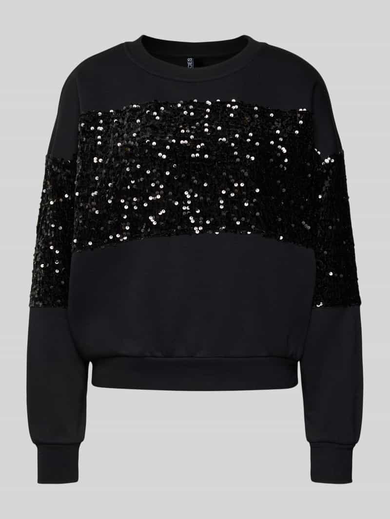 Pieces Regular fit sweatshirt van katoenmix met pailletten model 'NANCY'