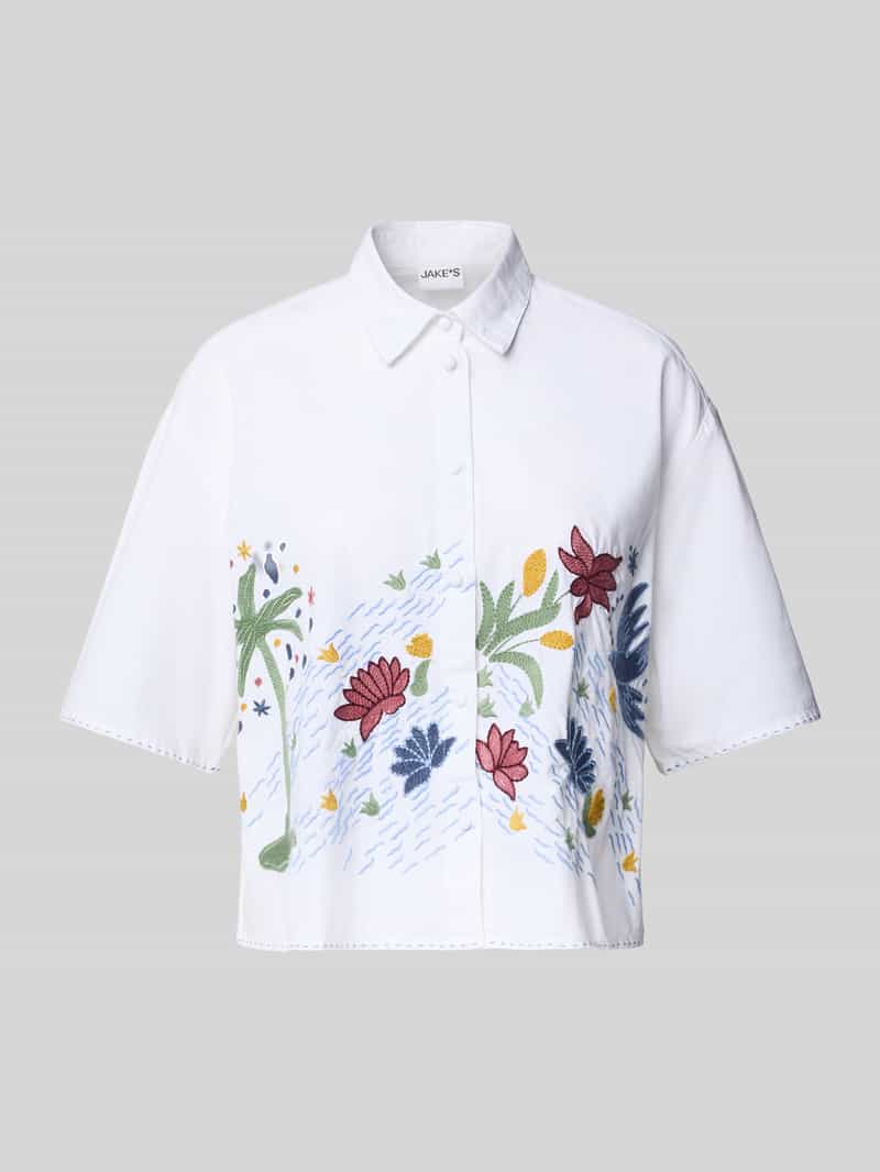 Jake*s Casual Overhemdblouse met motiefstitching