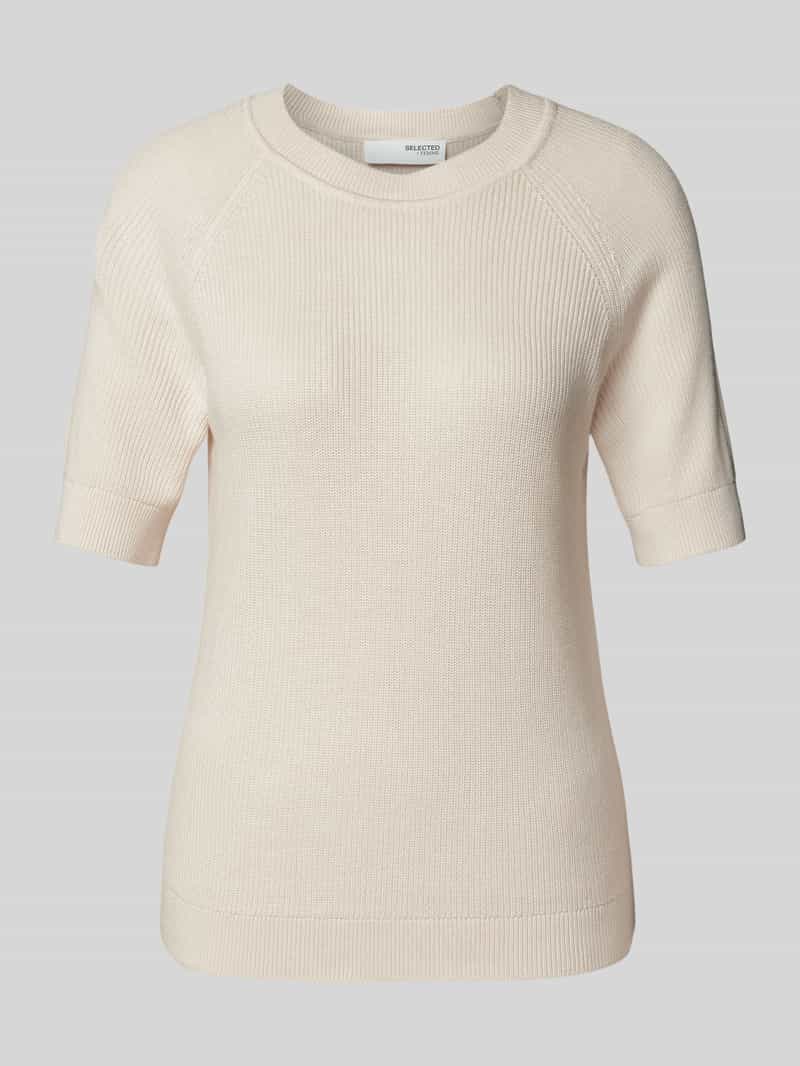 Selected Femme Gebreid shirt met ronde hals model 'SLFELINNA'