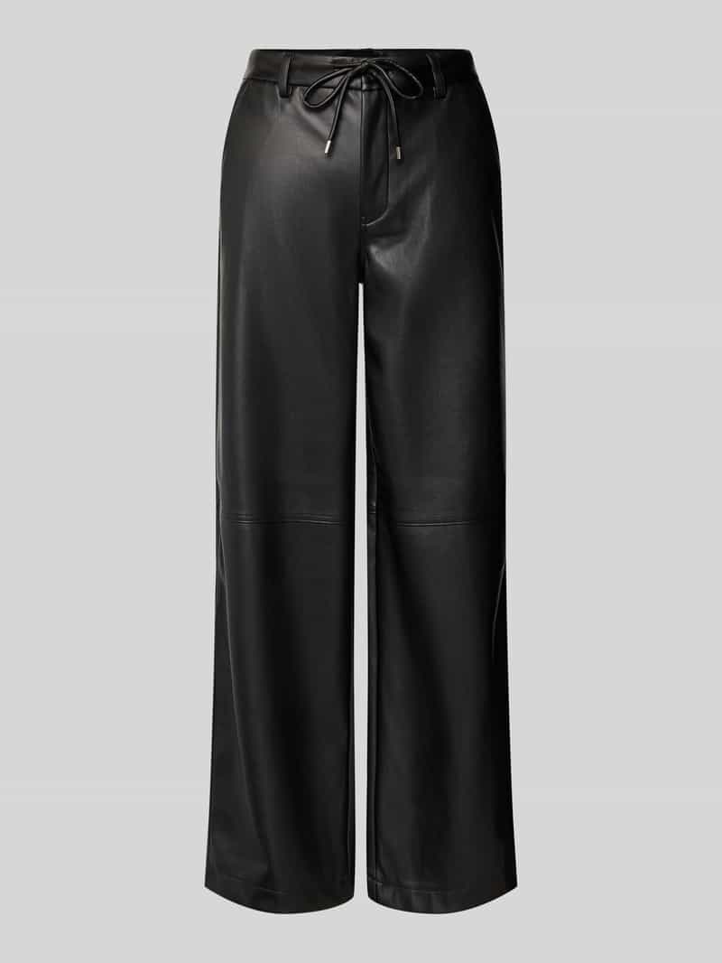 Stefanel Wide leg broek van kunstleer met steekzakken