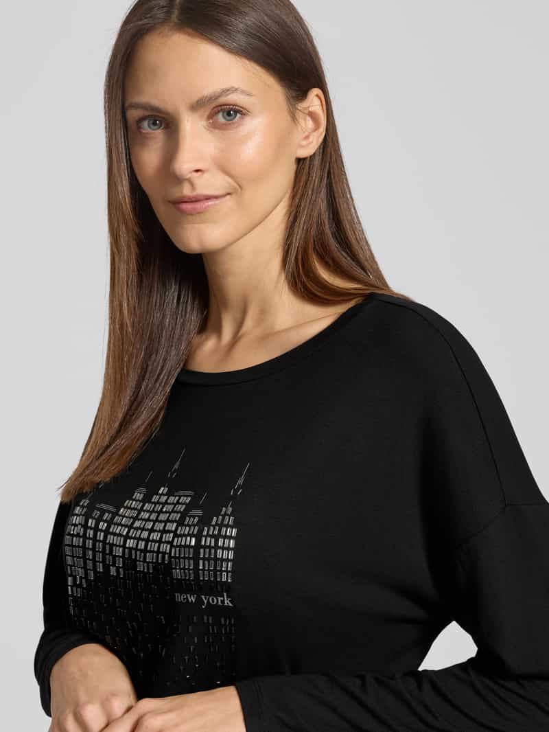 comma Oversized shirt met lange mouwen met labeldetail