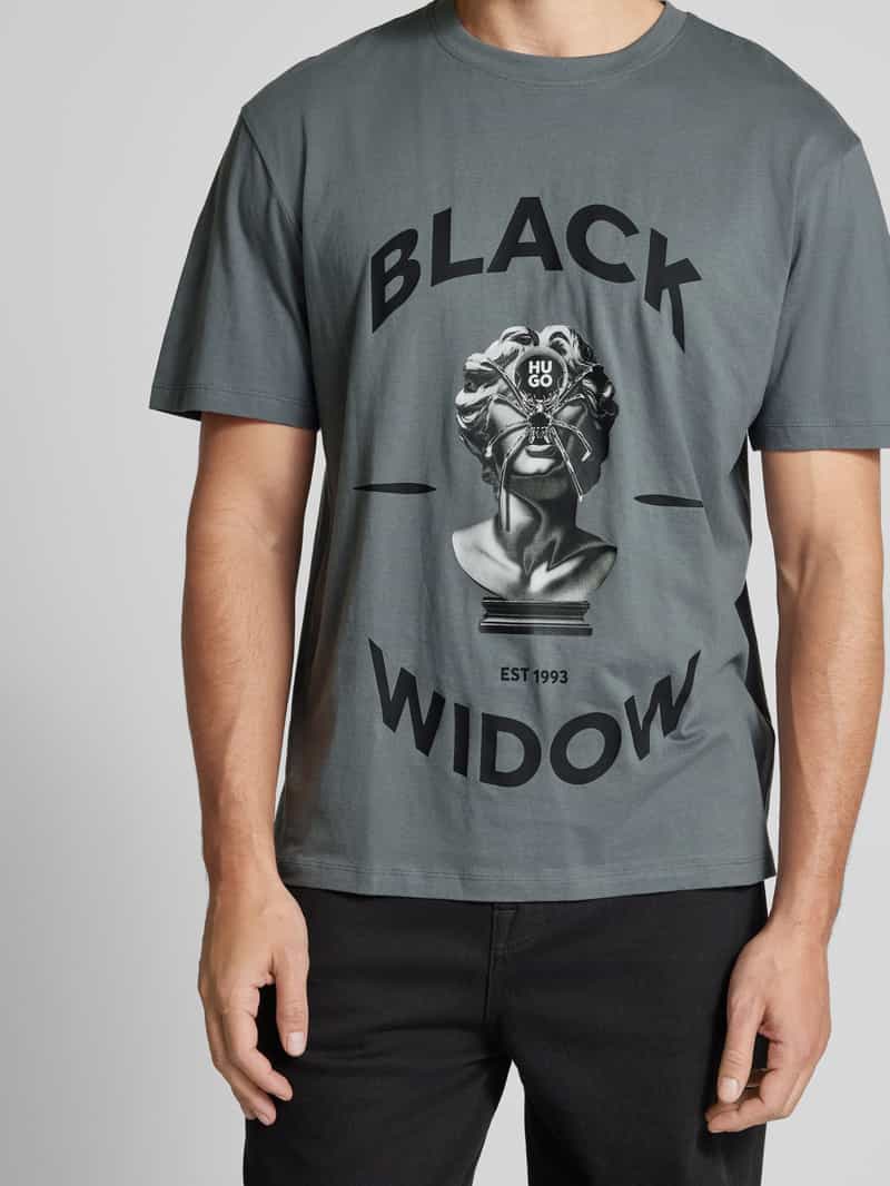 HUGO Oversized T-shirt met ronde hals model 'Dostalgi'