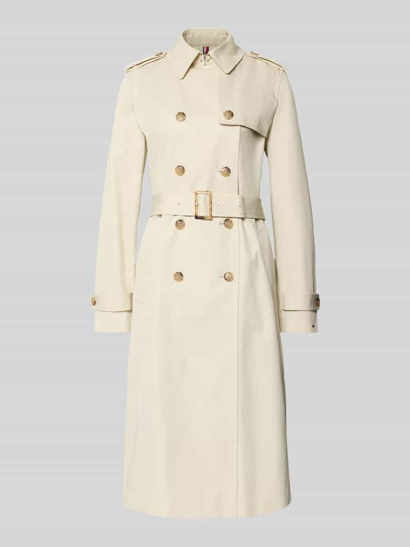 slim fit trenchcoat van puur katoen