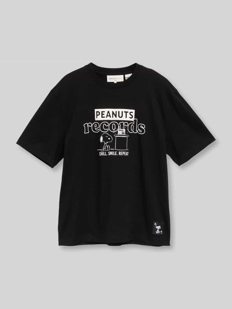 Tom Tailor Denim - T-shirt met relaxte pasvorm en Snoopy-print - Maat XXL - Black