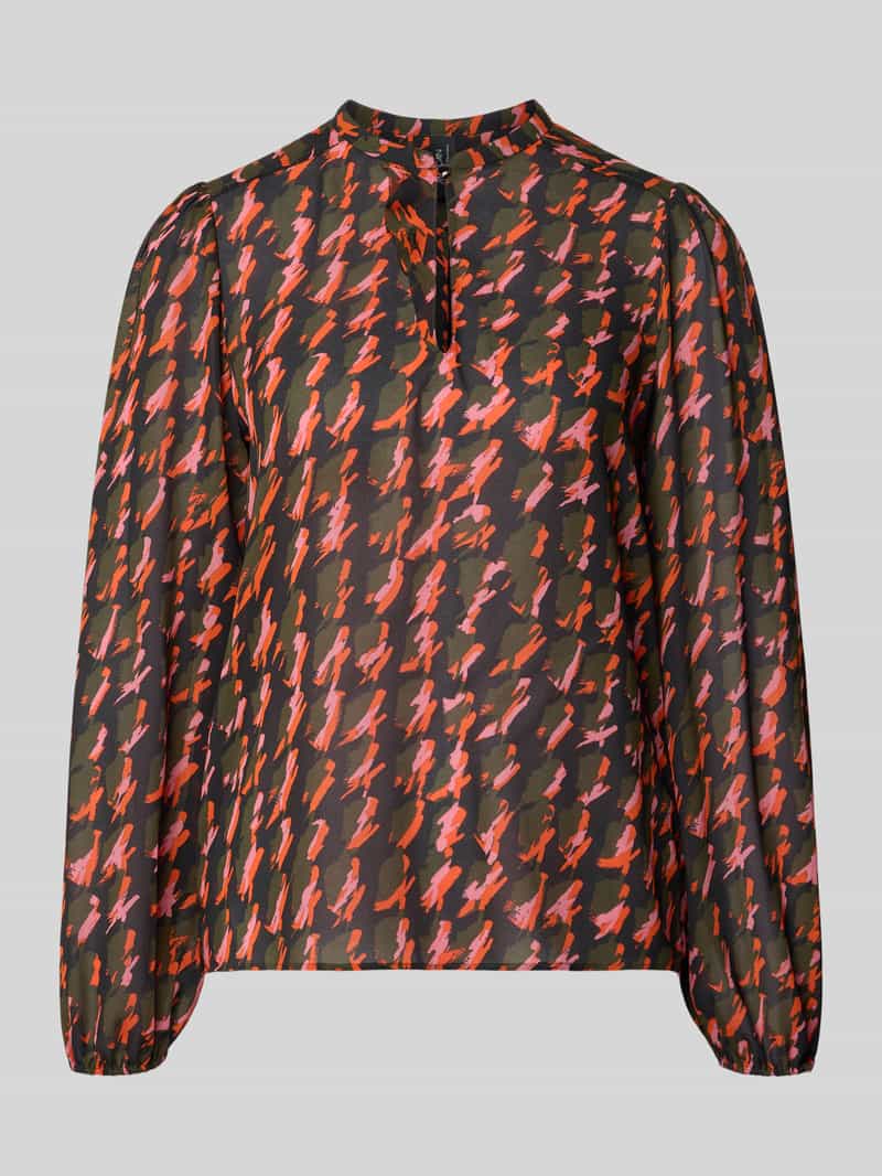 Regular fit blouse in all-over look met druppelvormige hals
