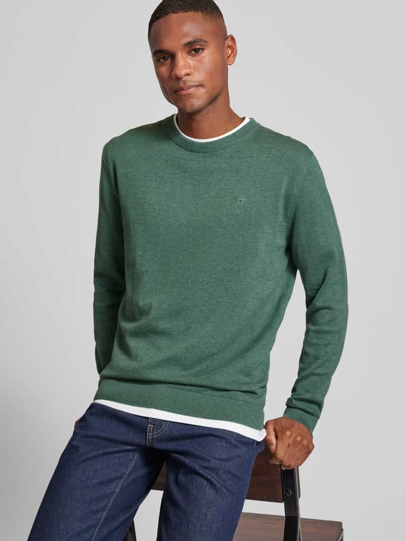 Tom Tailor Gebreide pullover met ronde hals van puur katoen